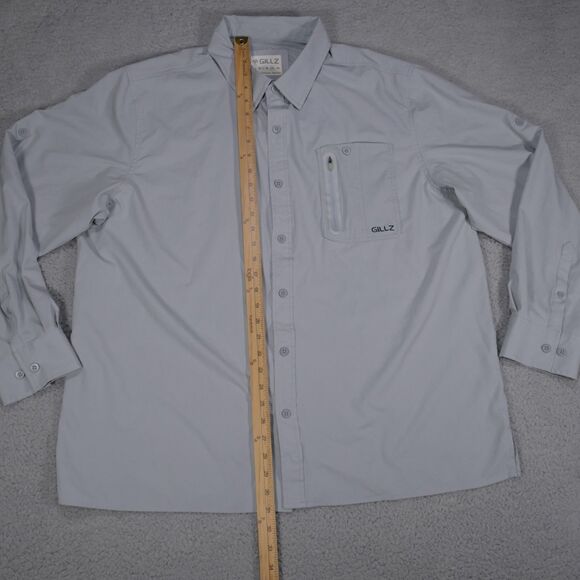 Gillz Shirt Mens XXL Gray Performance Fishing Vented Stretch Outdoor Button Up - Picture 12 of 16